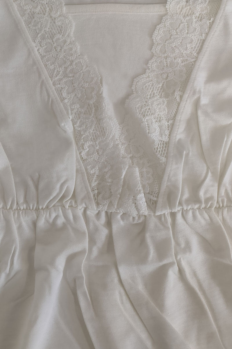 Camicia da notte premaman mezza manica in micromodal con scollo a V in pizzo