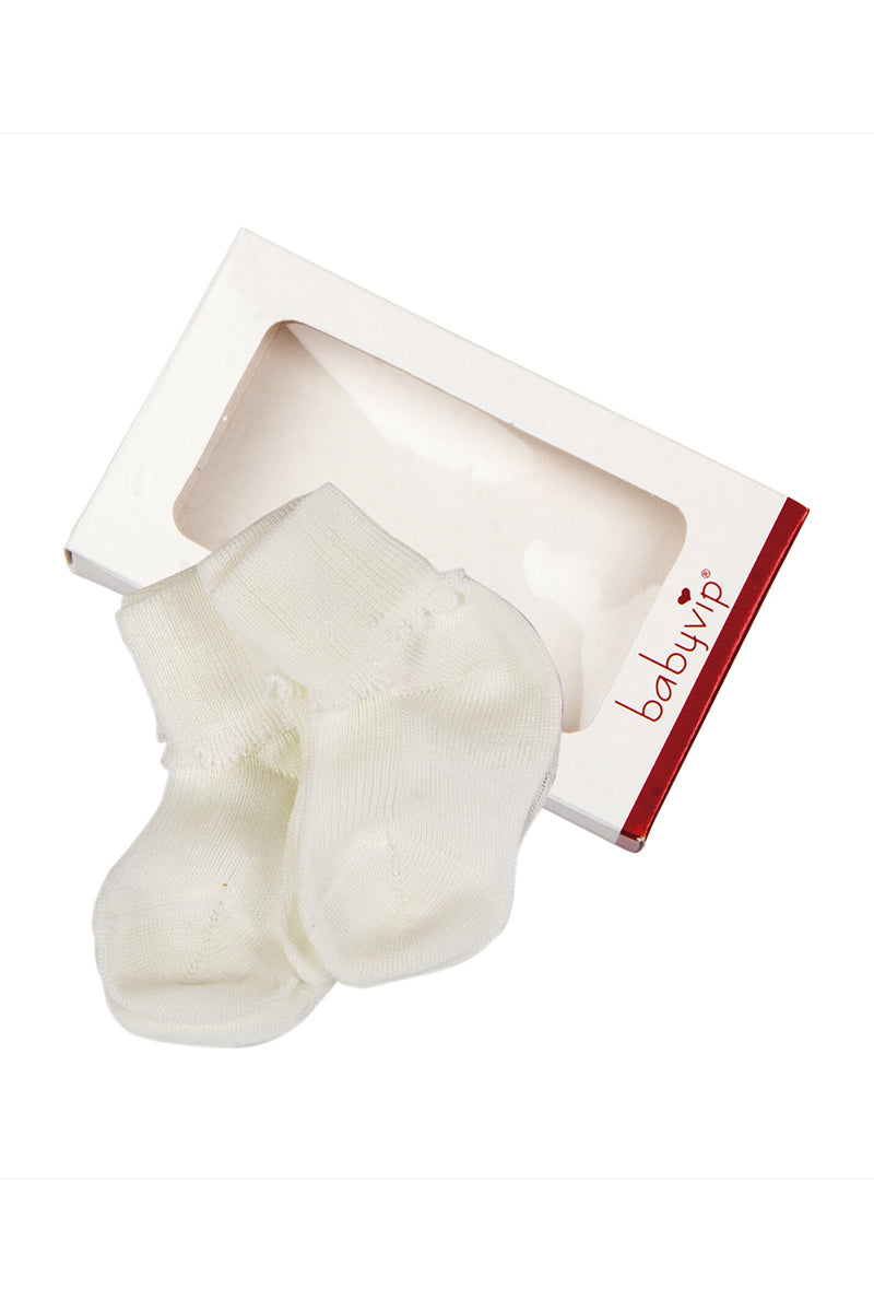 2 paia primo calzino neonata con risvolto in cotone
