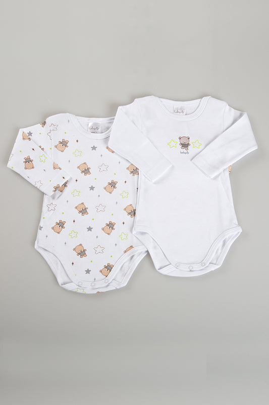 2 Body manica lunga con bottoni su spalla in cotone caldo