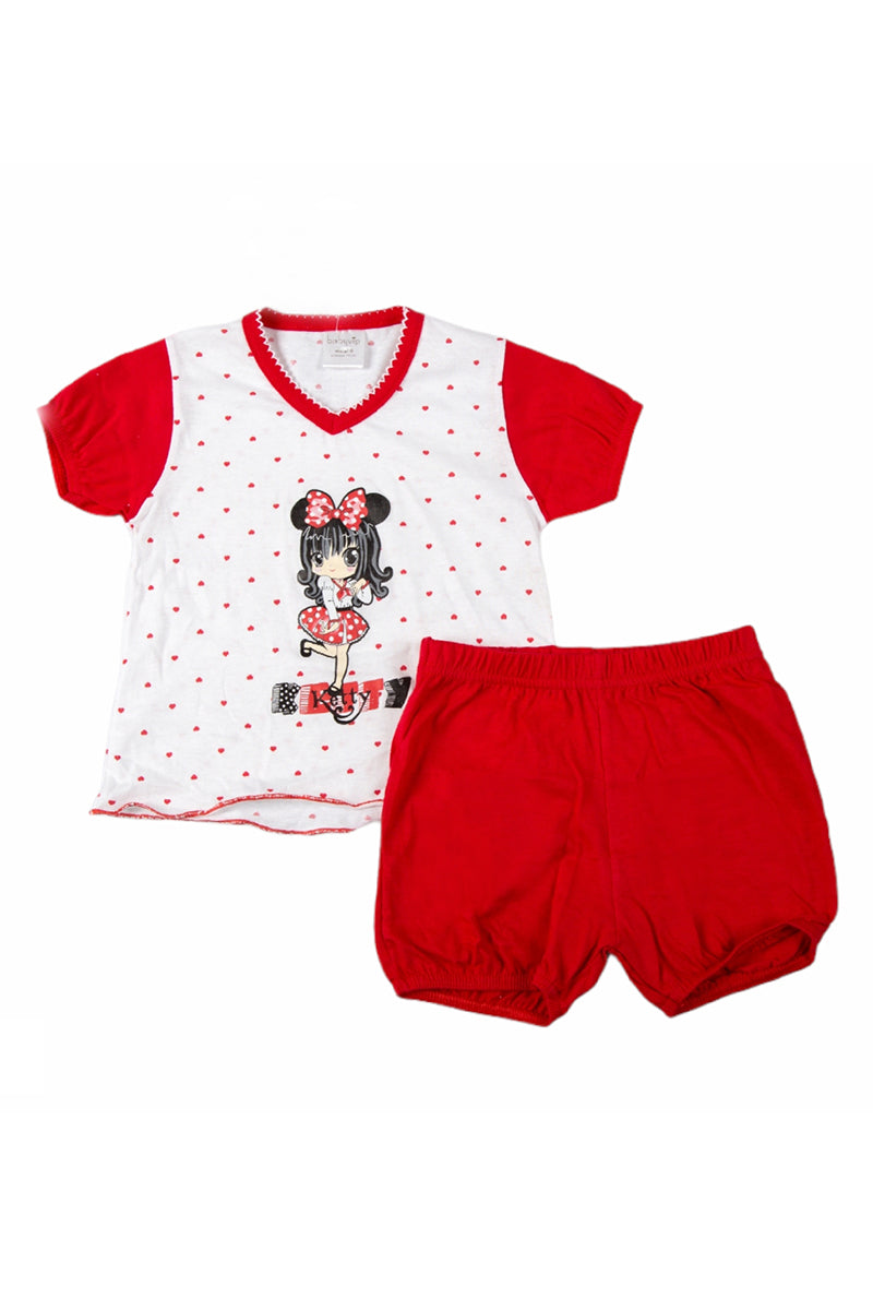 Pigiama corto bimba mezza manica in cotone con stampa