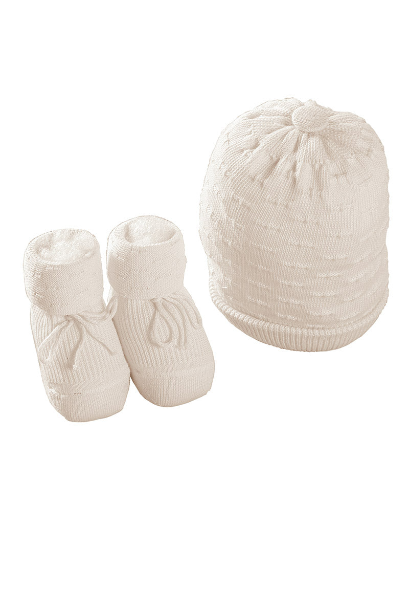 set neonato cappellino e scarpine in cotone caldo
