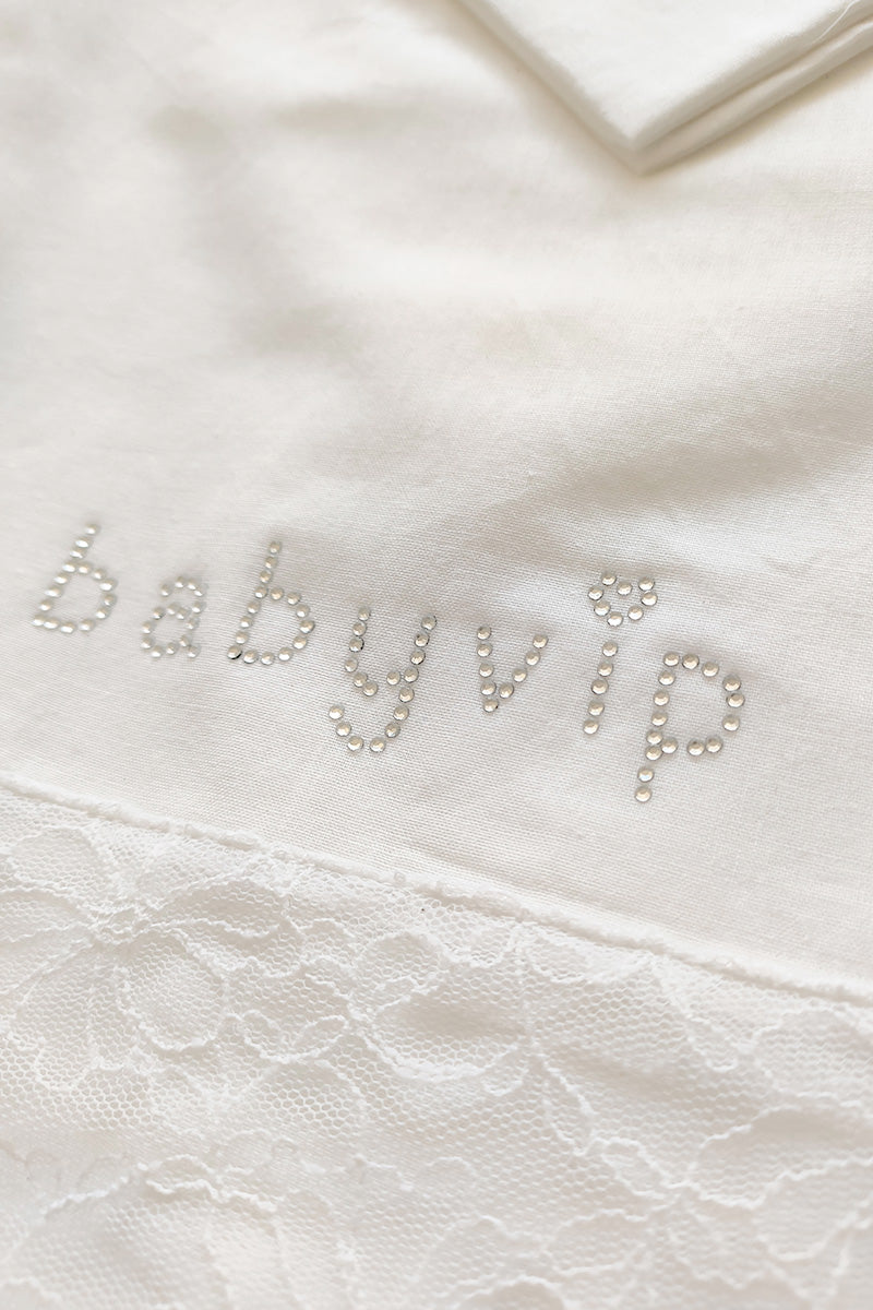 Set lenzuola 3 pezzi per carrozzina e culletta con pizzo raschel e strass