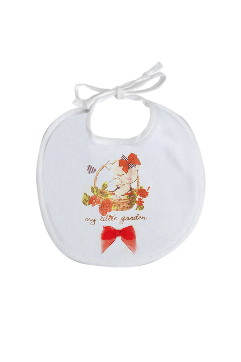 Bavetta in in tela di cotone con stampa e nodino