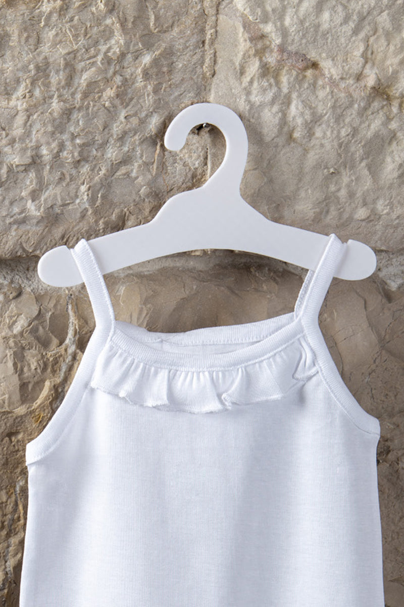 Body neonato spalla stretta in cotone filo di scozia con rouches