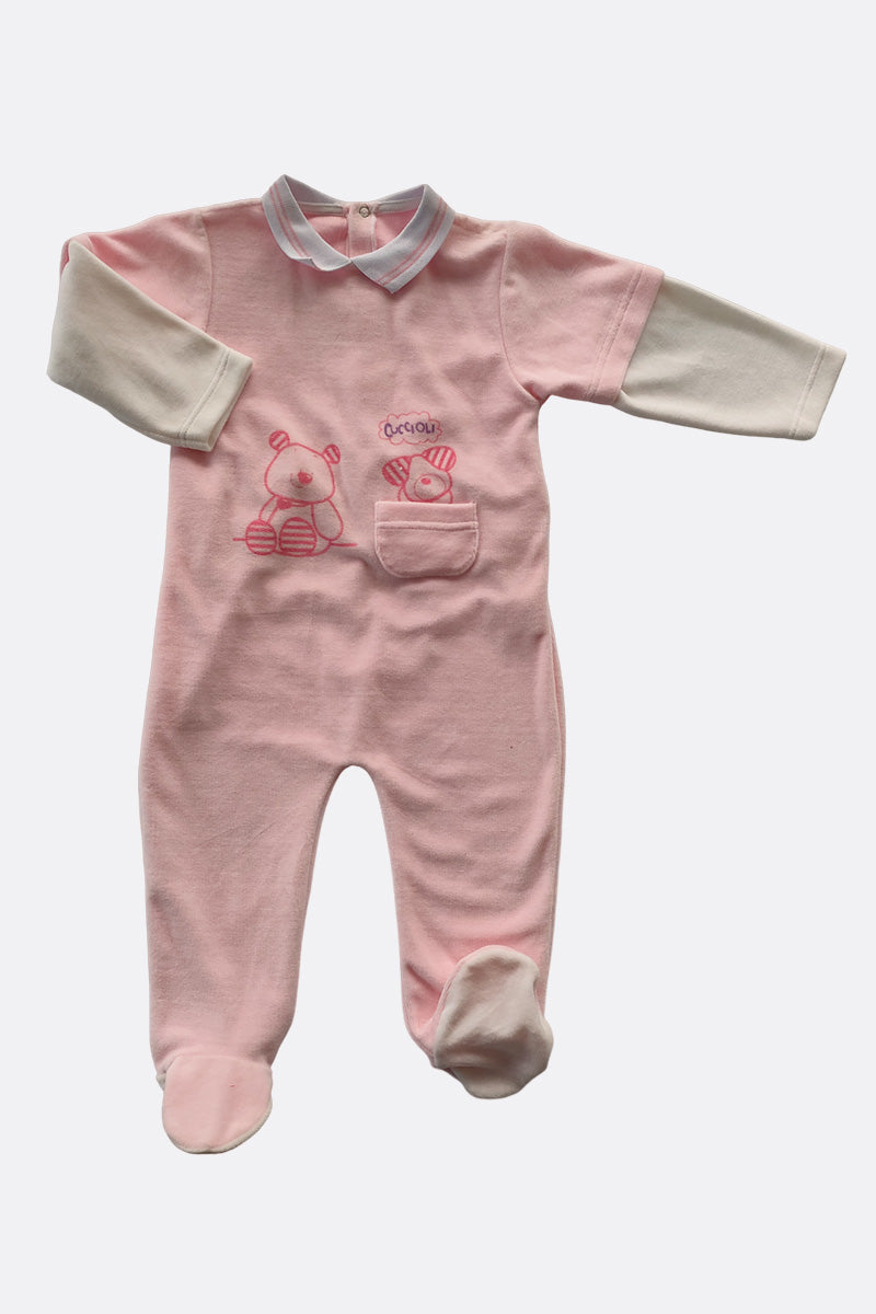 Tutina neonata in ciniglia con stampa