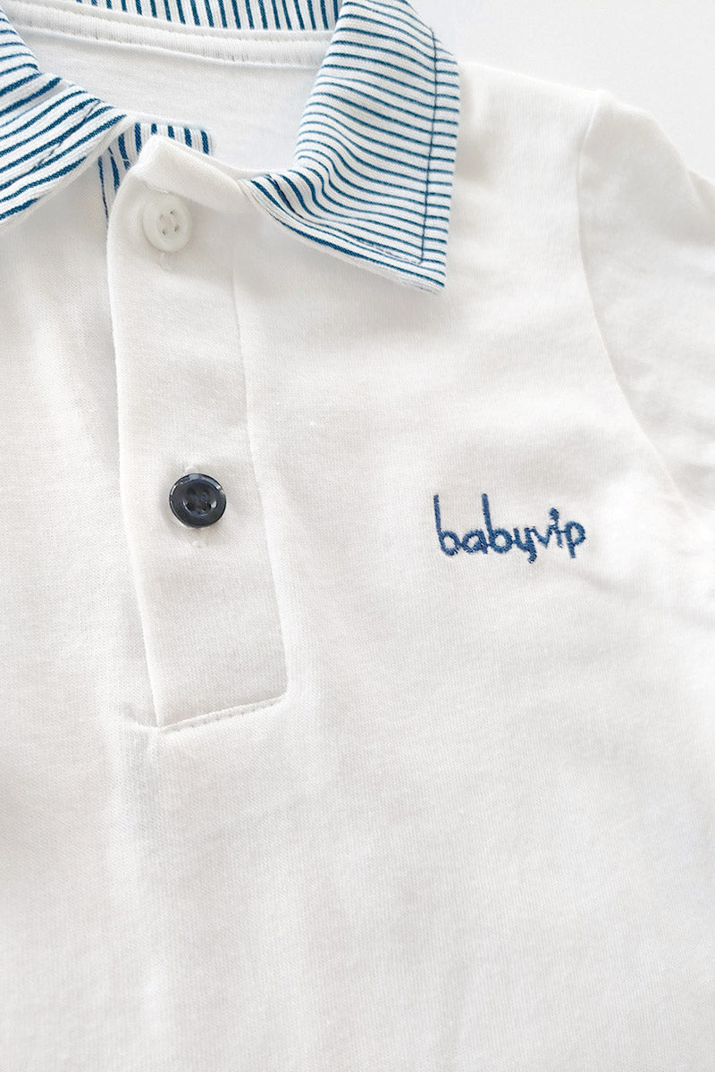 Tutina manica lunga in cotone con ricamo