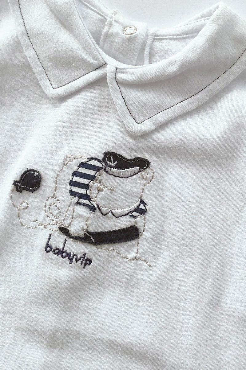 Pagliaccetto in jersey con ricamo orsetto