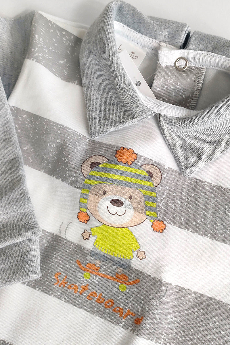 Tutina in caldo cotone con profili verdi e stampa