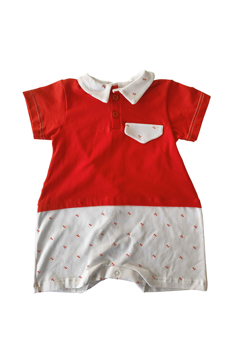 Pagliaccetto mezza manica in cotone in cotone con taschino