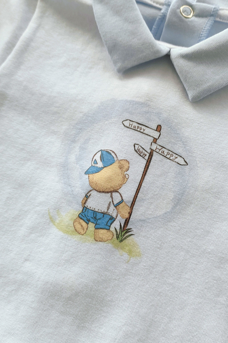 Pagliaccetto mezza manica in cotone elasticizzato con stampa