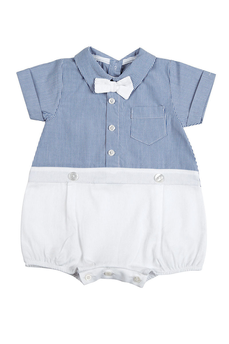 Pagliaccetto mezza manica in cotone con taschino e papillon