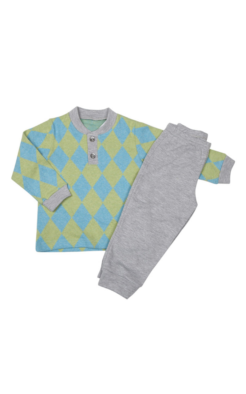Pigiama bimbo in punto milano fantasia rombi (argyle)
