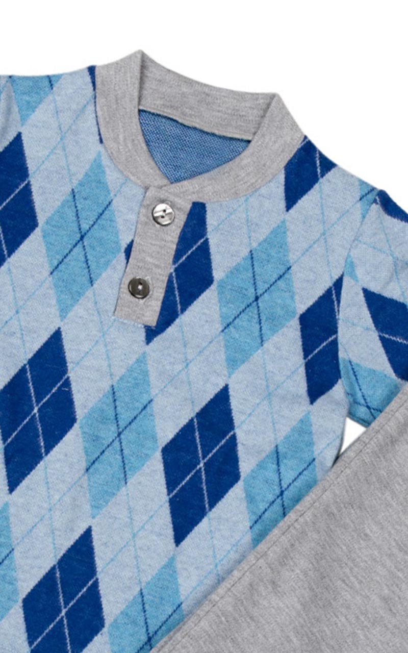 Pigiama bimbo in punto milano fantasia rombi (argyle)