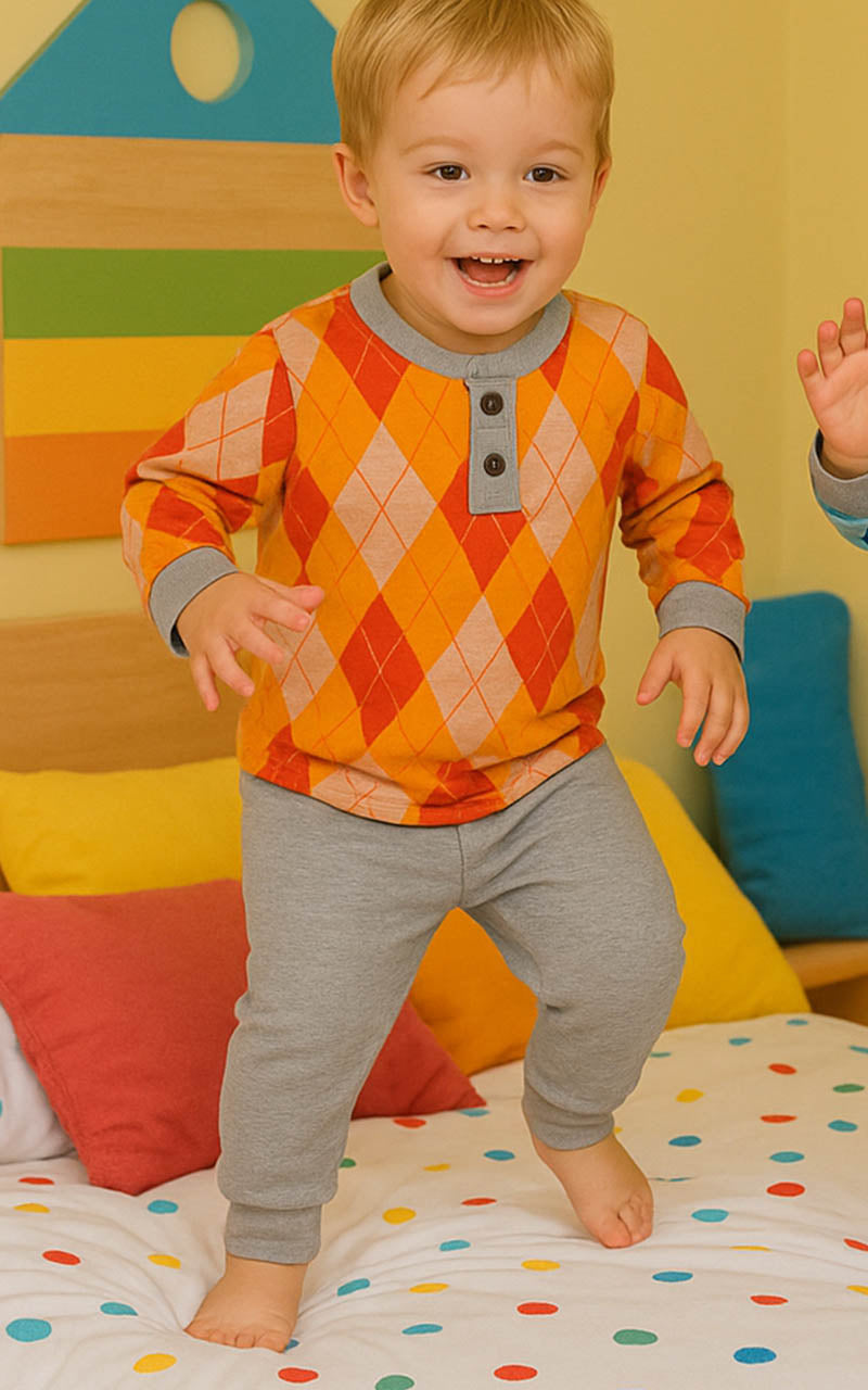 Pigiama bimbo in punto milano fantasia rombi (argyle)