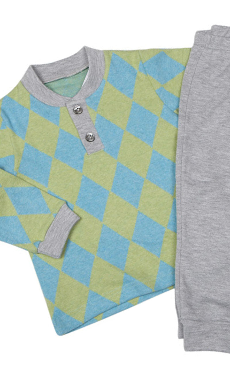Pigiama bimbo in punto milano fantasia rombi (argyle)