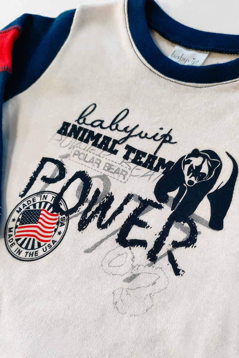 T-shirt manica lunga in cotone con stampa ed abbottonatura sulla spalla