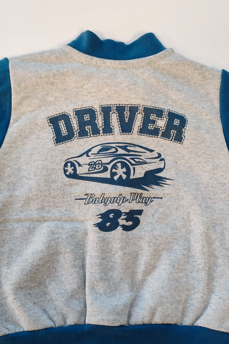 Felpa bimbo aperta con applicazione e stampa sul retro