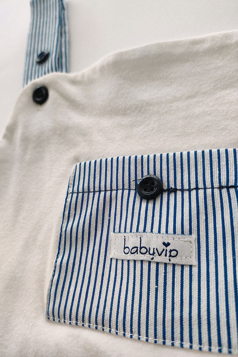 Salopette in cotone rigata