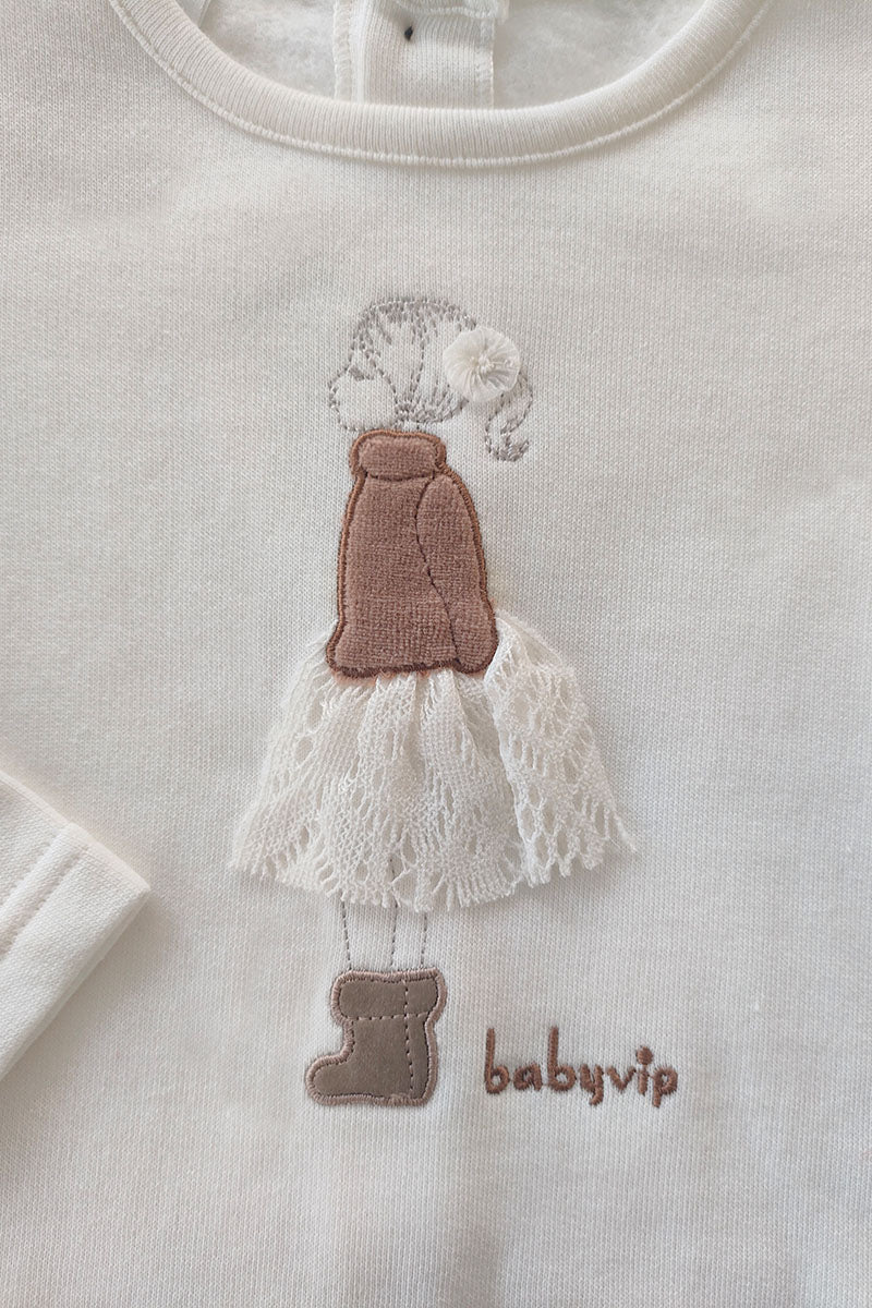 Vestitino in cotone con ricamo e fiocco