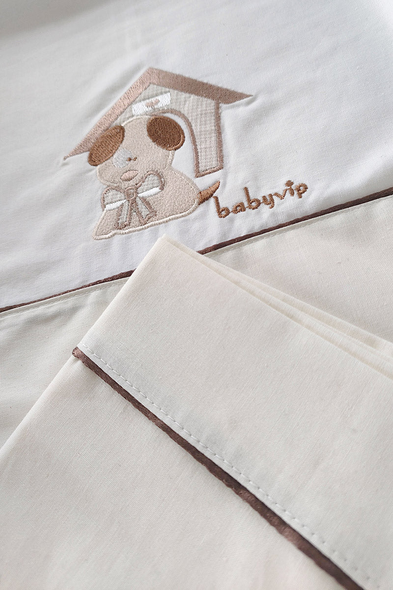 Set lenzuola 3 pezzi per carrozzina e culletta con ricamo