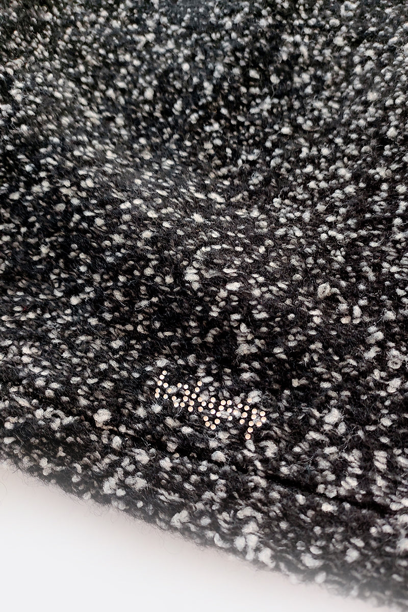 Vestitino smanicato in lana/cotone effetto bouclè con fiocco e strass