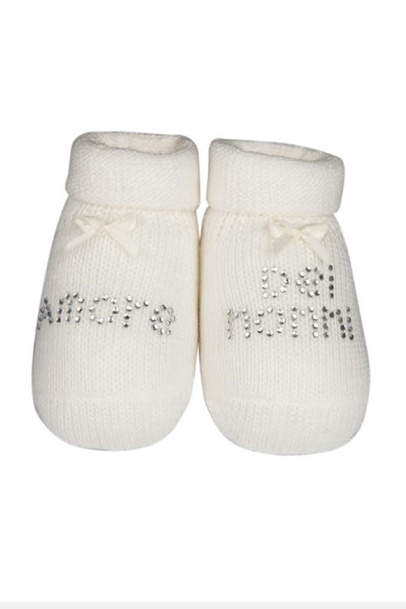 Scarpina neonato in cotone caldo con strass "amore dei nonni"