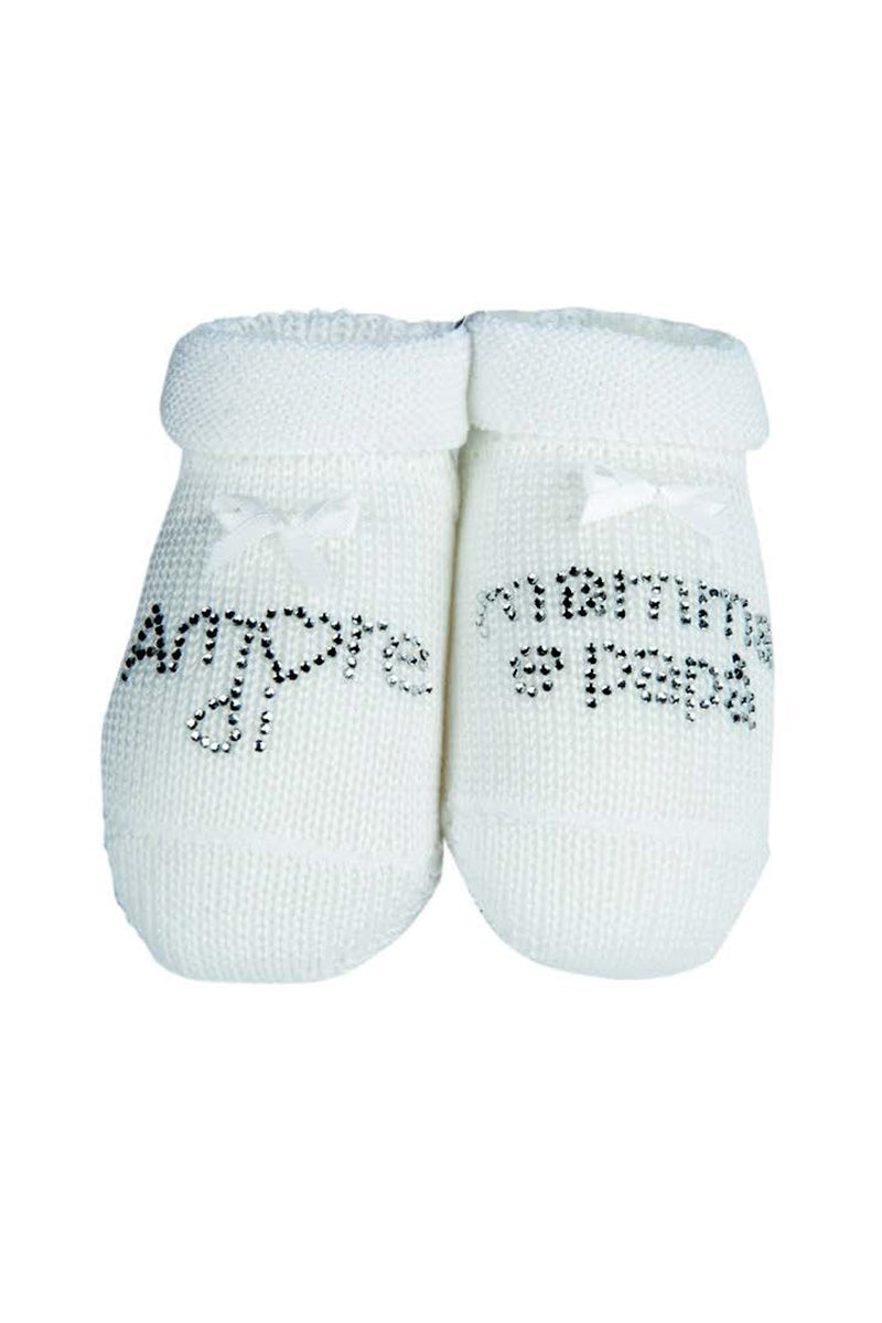 Scarpina neonato in 100% cotone con strass "amore di mamma e papà"