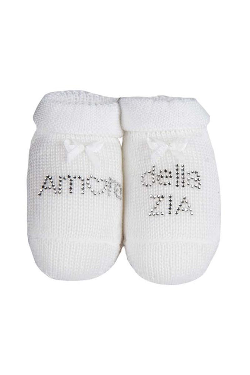 Scarpina neonato in cotone caldo con strass "amore della zia"