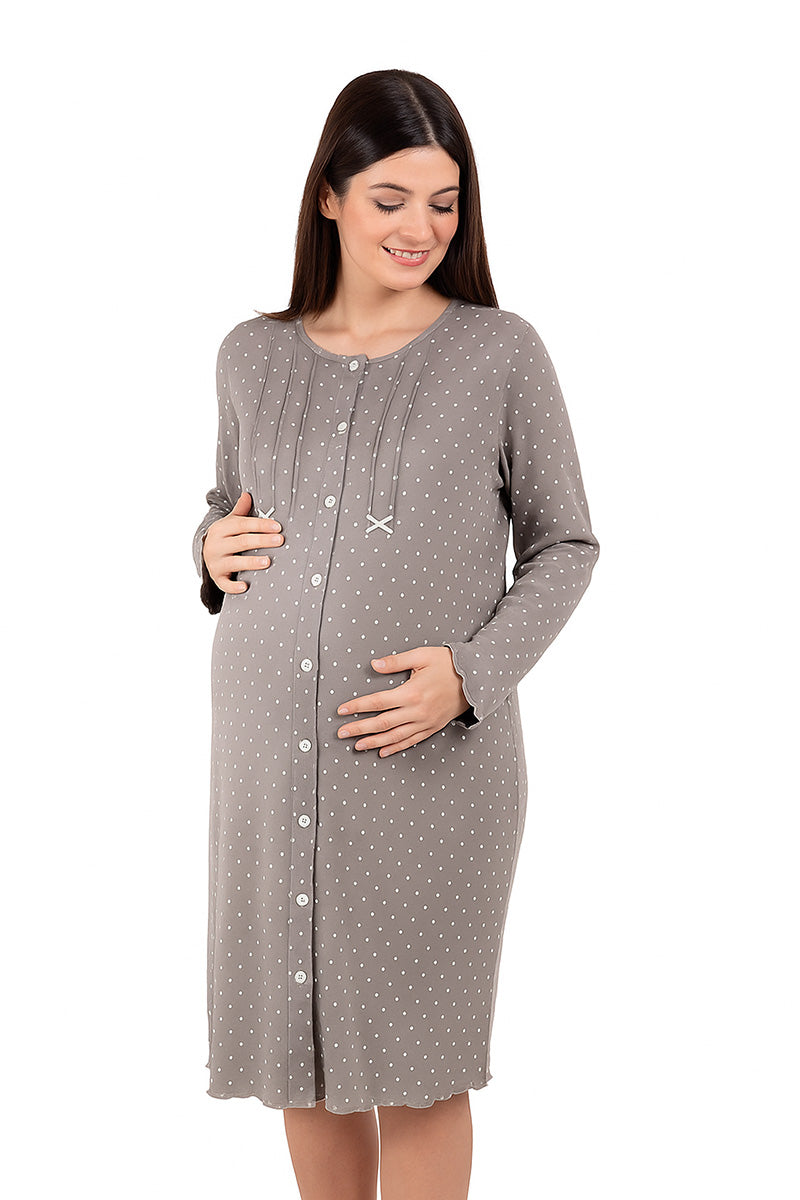 Camicia clinica a manica lunga in cotone caldo aperta davanti
