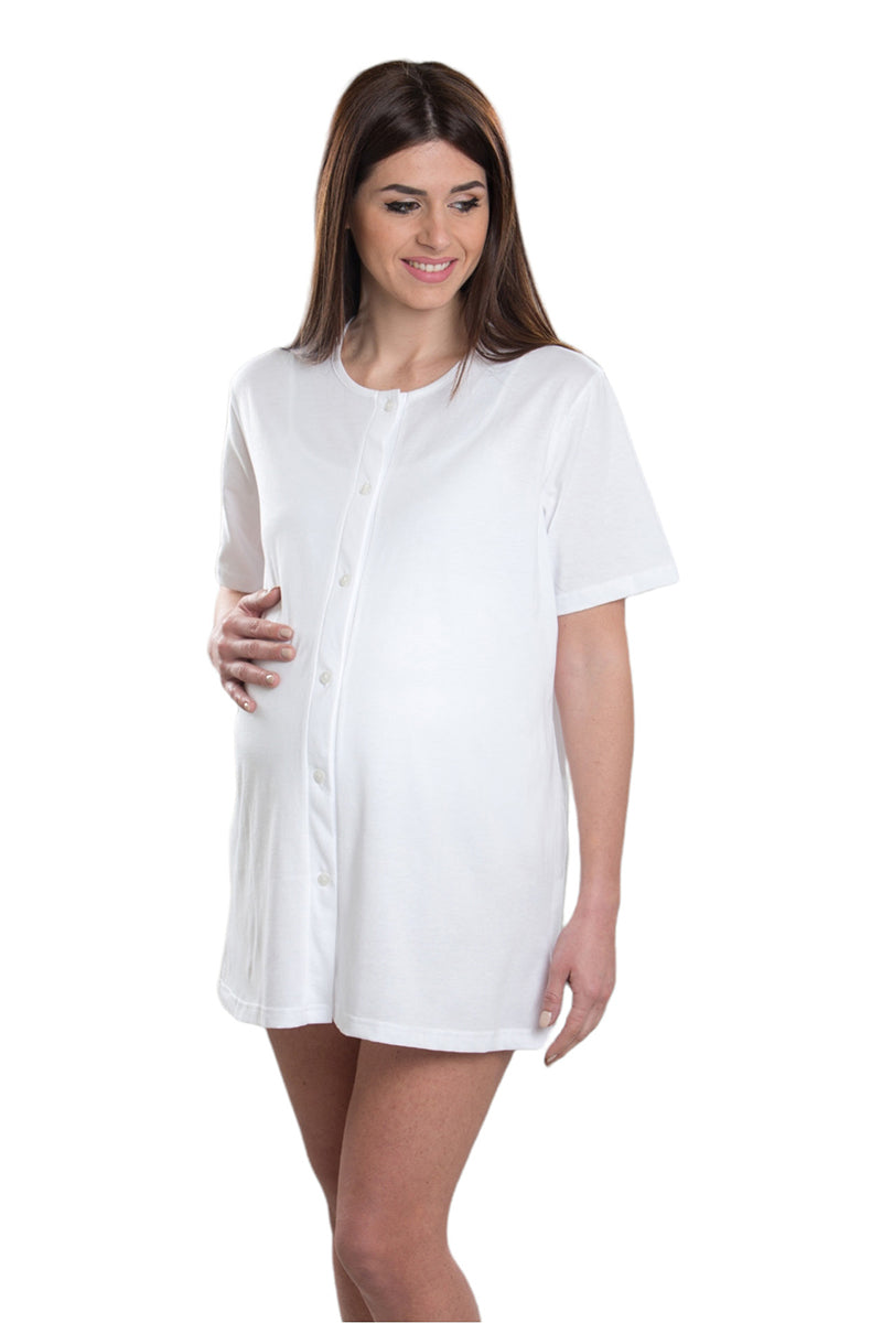 Camicia corta da notte clinica aperta davanti a mezza manica