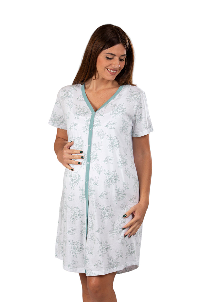 Camicia clinica aperta davanti mezza manica in jersey con bottoncini automatici a pressione