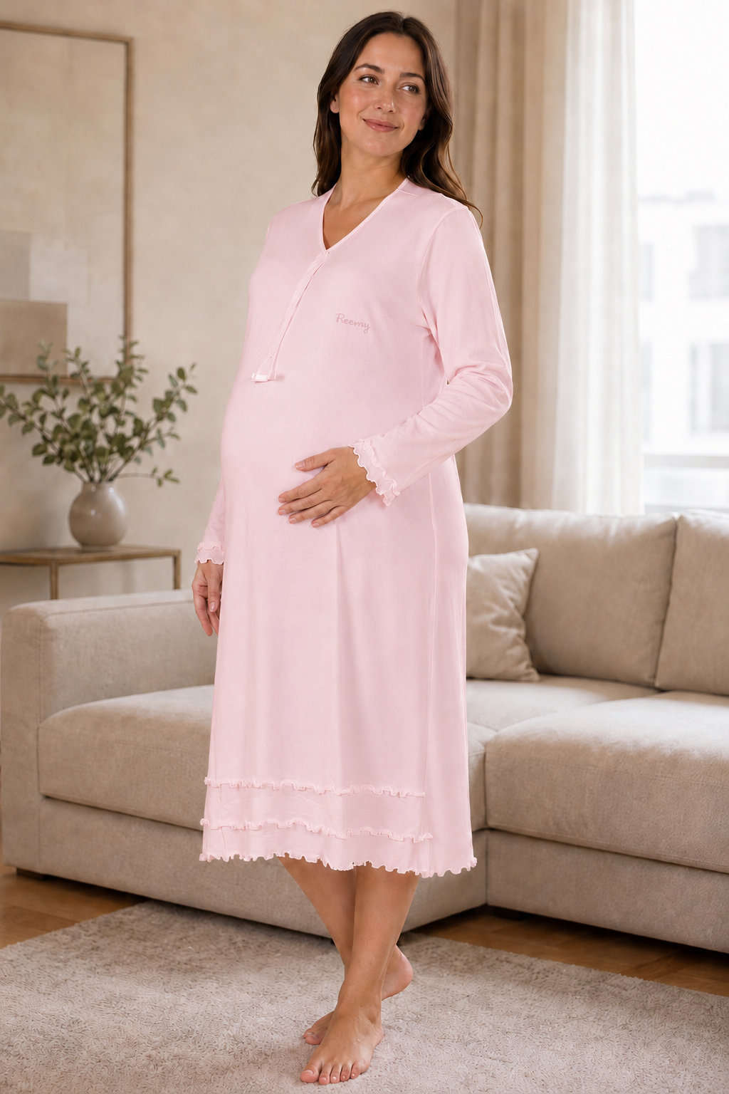 Camicia da notte premaman modello serafino manica lunga