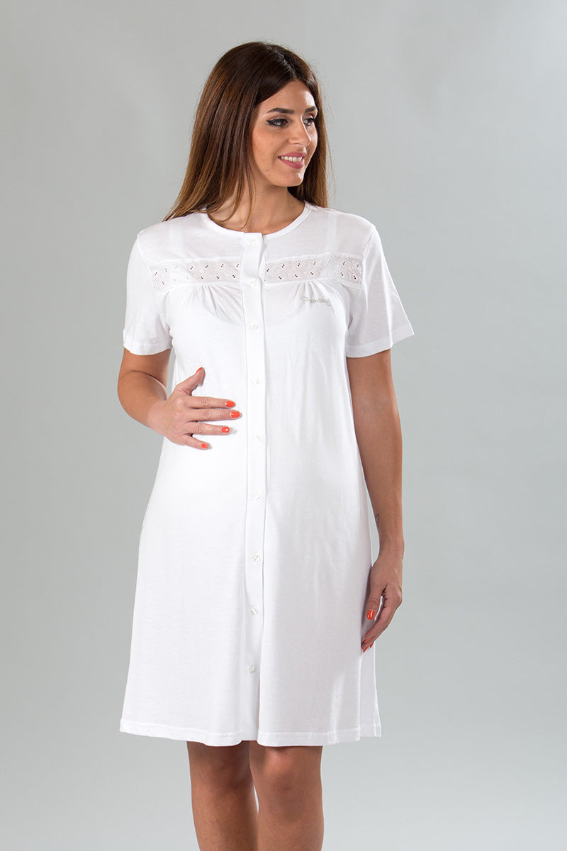 Camicia da notte clinica aperta davanti mezza manica