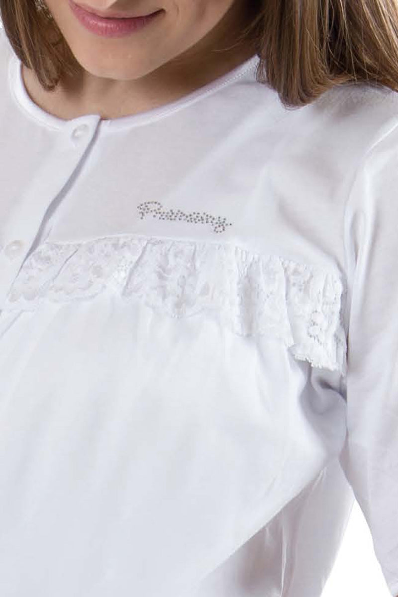 Camicia da notte clinica aperta davanti mezza manica