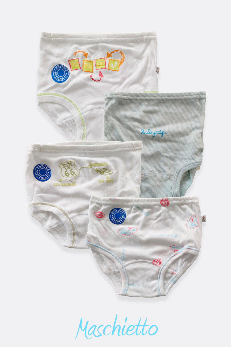 Set 3 mutandine neonato/a in cotone fantasie assortite