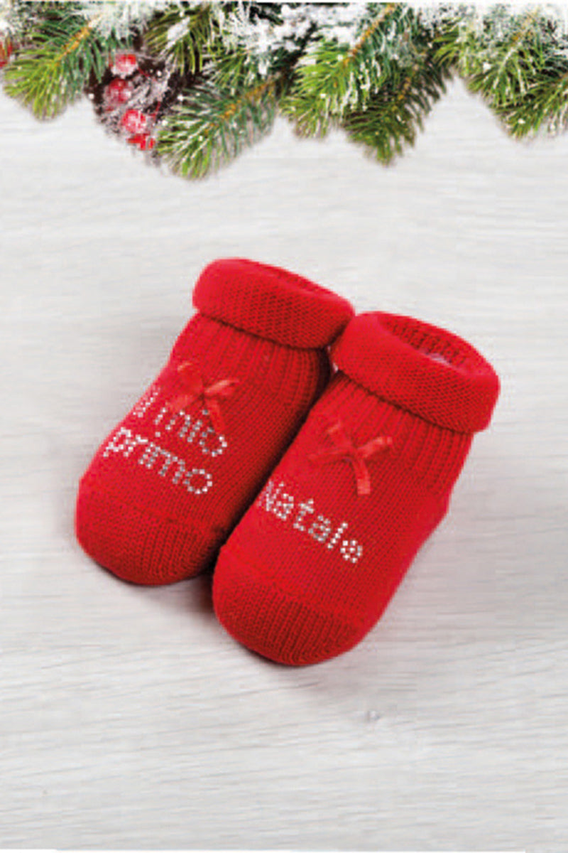 Scarpine in caldo cotone con strass "ll mio primo Natale"
