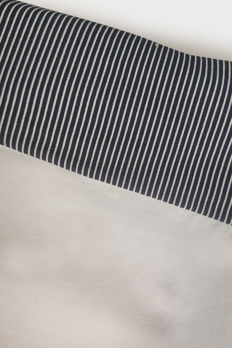 Copertina sfoderabile in cotone elasticizzato con inserti rigati stampa e imbottitura