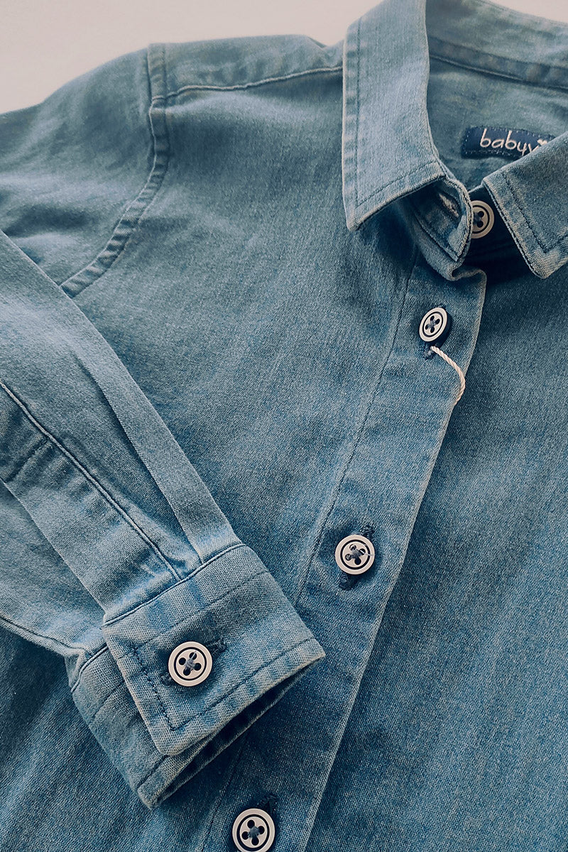 Camicia manica lunga in tela jeans