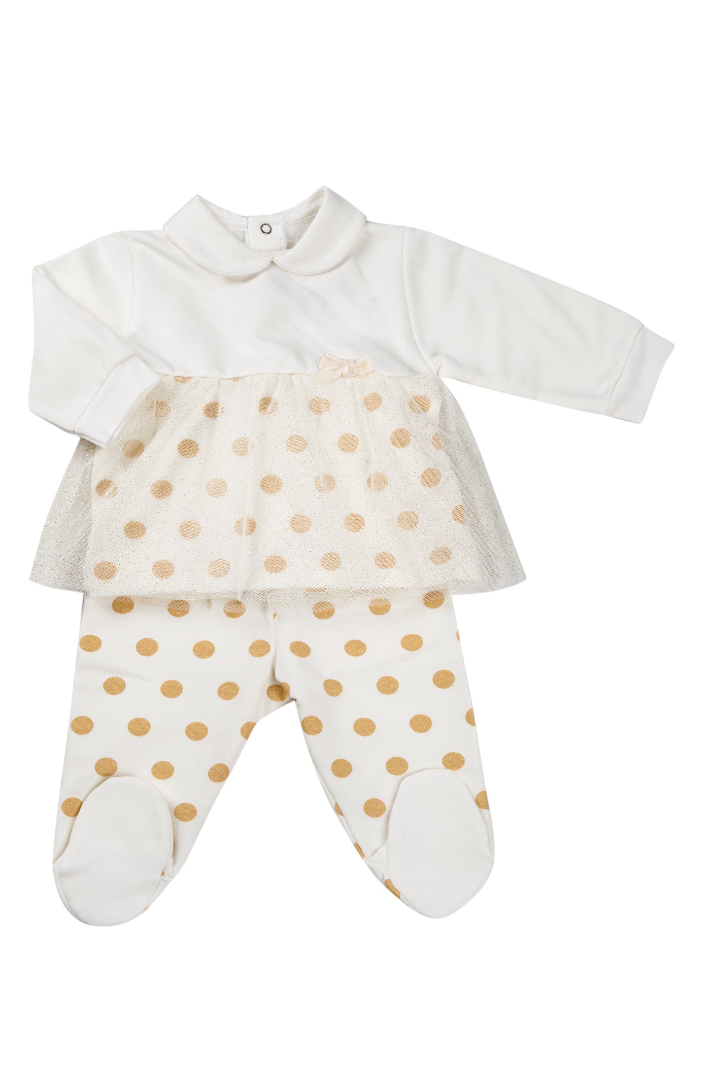 Completo 2 pezzi in felpa garzata fantasia pois glitter
