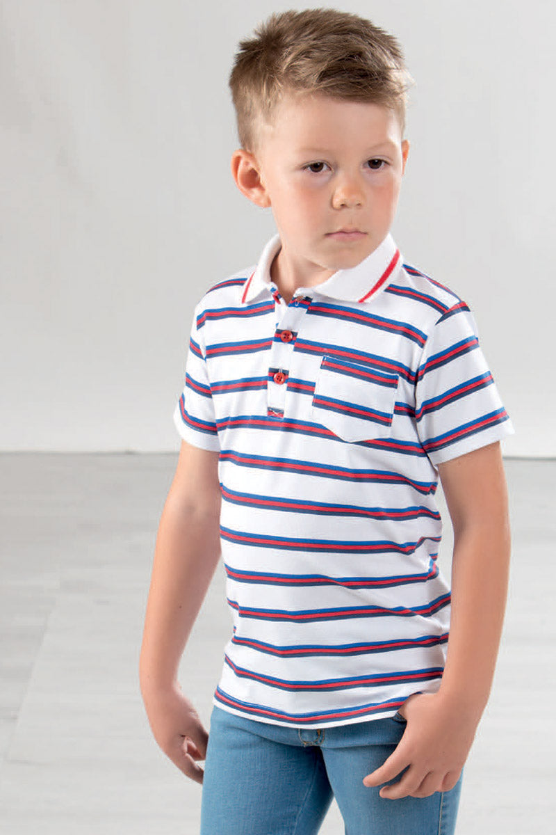 Polo mezza manica in cotone jersey con collo smacchinato e taschino