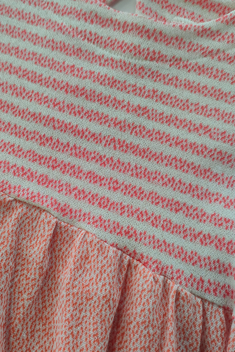 Vestitino in costina 100% cotone rigato con taglio e arricciatura