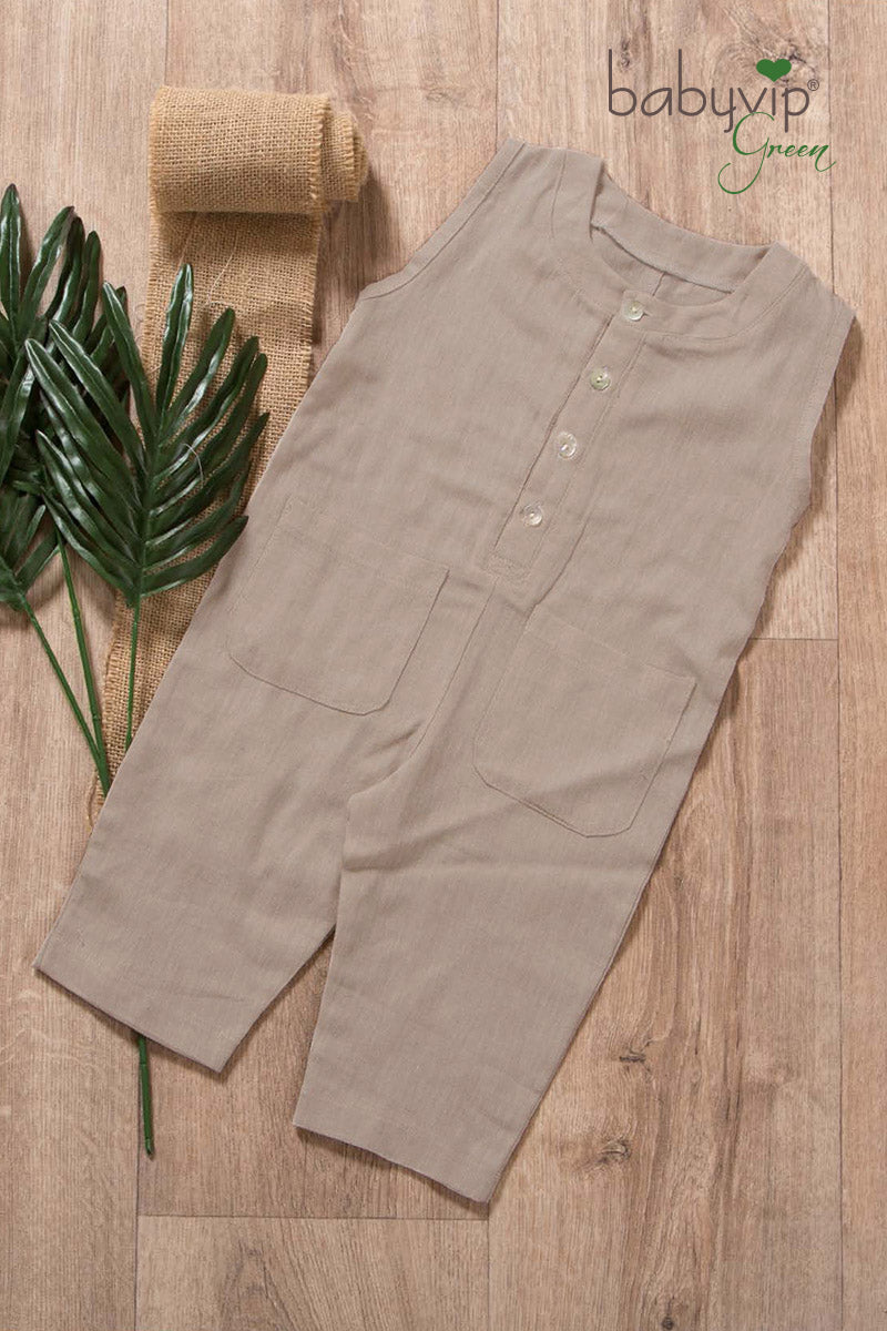 Tutone neonato smanicato in lino