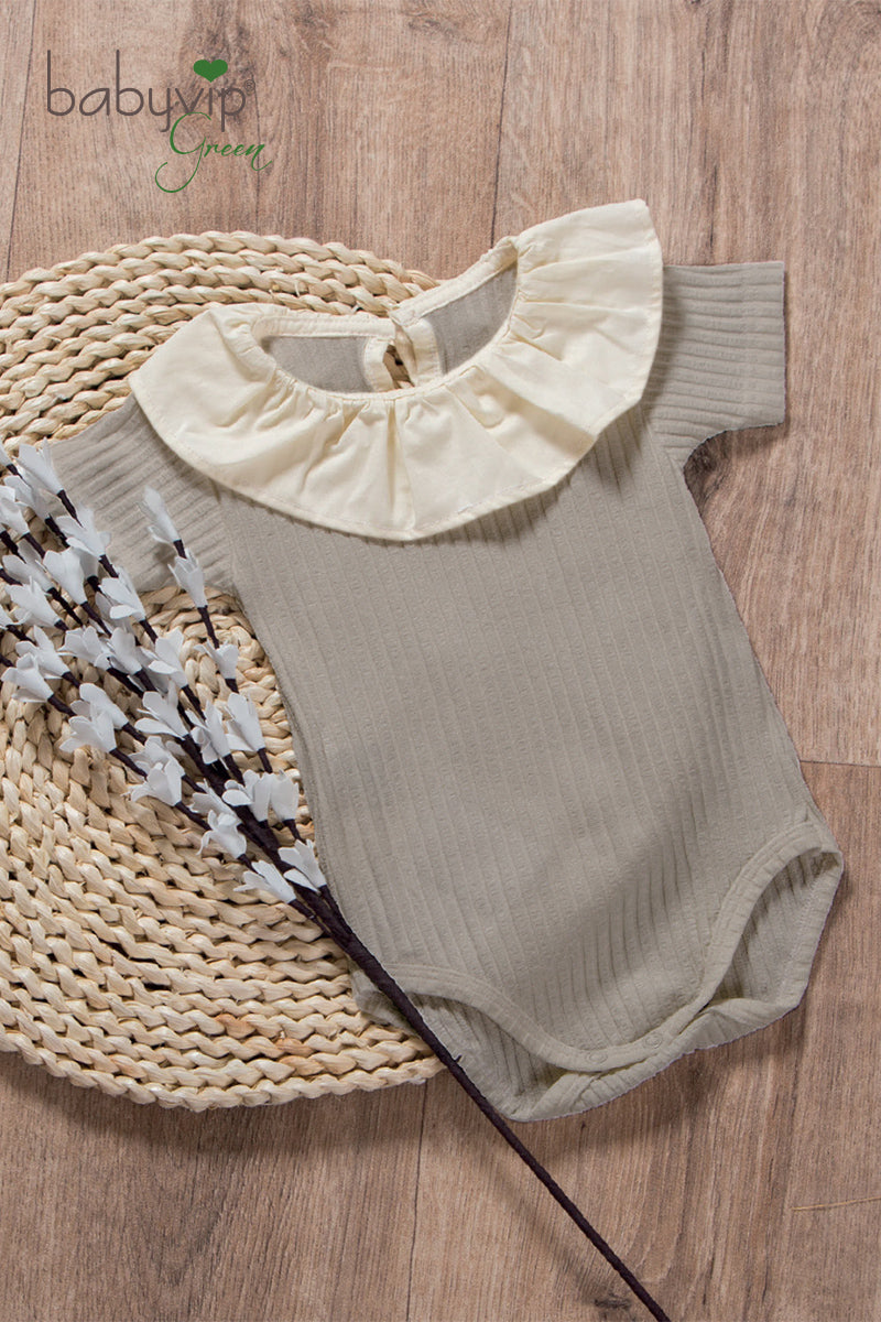 Body neonata in cotone a mezza manica in costina organica