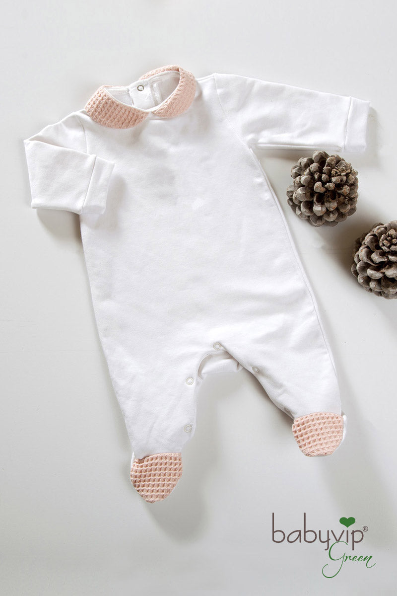 Tutina in felpa garzata organica con inserti in cotone organico a nido d’ape