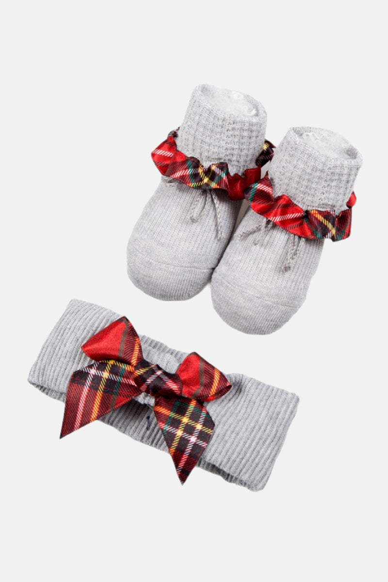 set scarpina neonato e fascia in cotone caldo