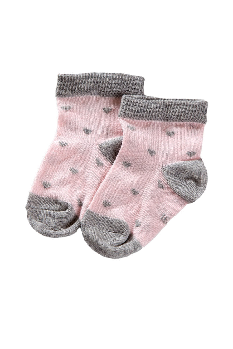 Calzino corto in cotone mercerizzato con fantasia cuoricini