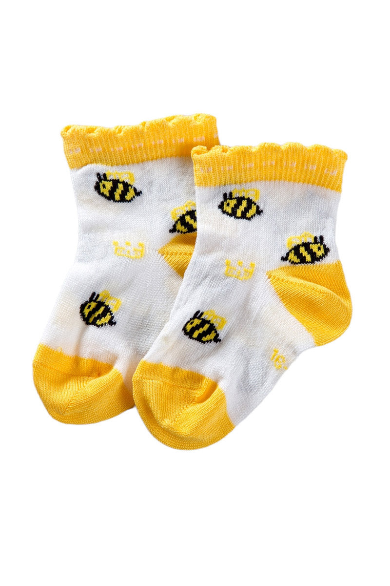 Calzino corto in cotone mercerizzato con fantasia apette