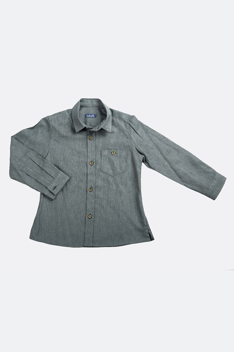 Camicia manica lunga in cotone con stampa sul retro