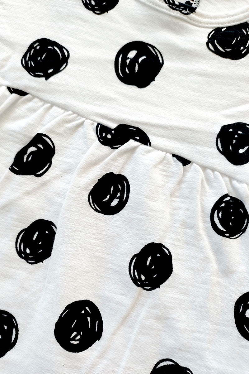 Vestitino in felpa garzata con stampa a pois grandi