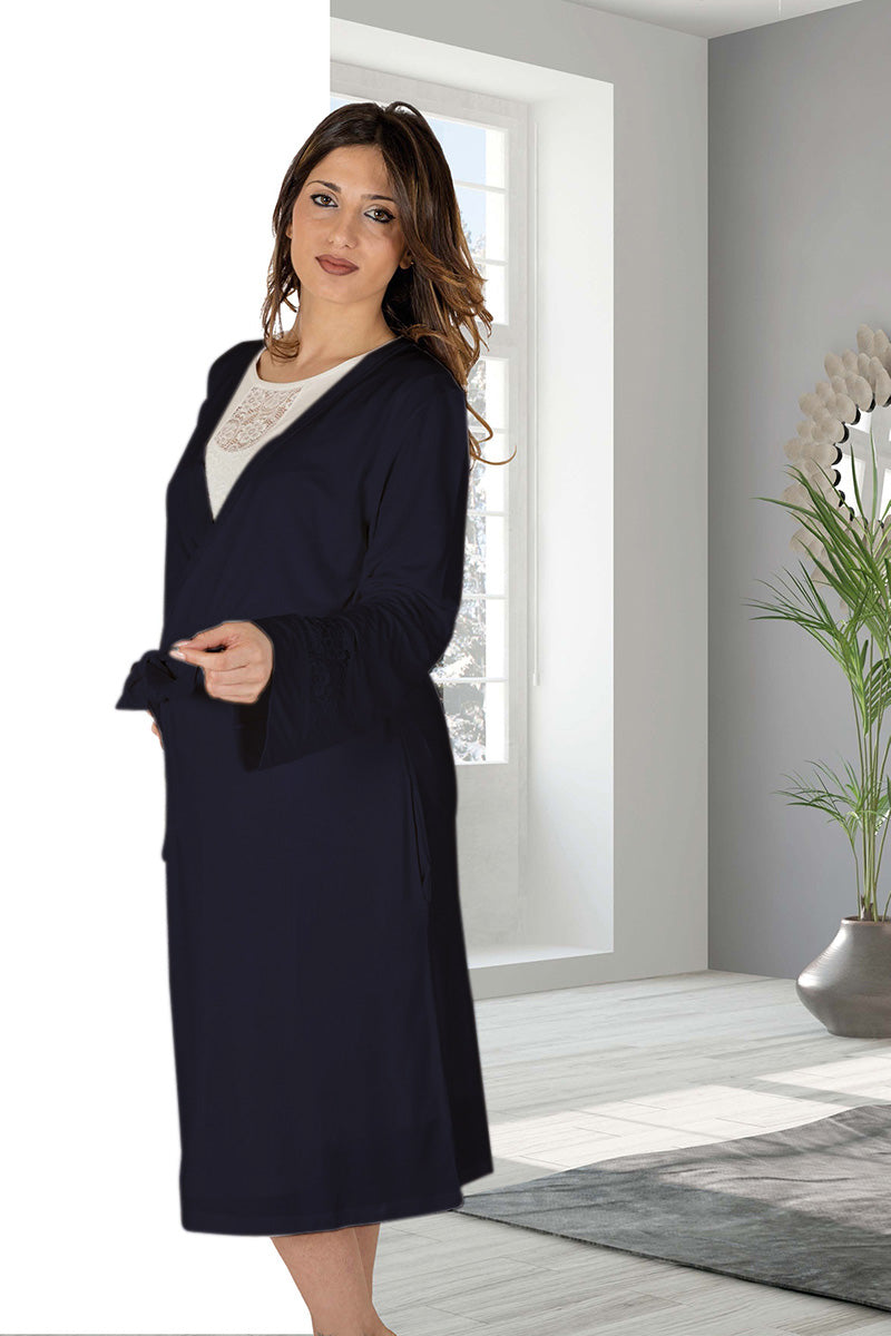 Vestaglia clinica a manica lunga con inserti in pizzo